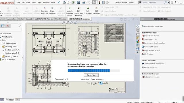 cara pengujian performa laptop di solidworks bencmark solidworks RX