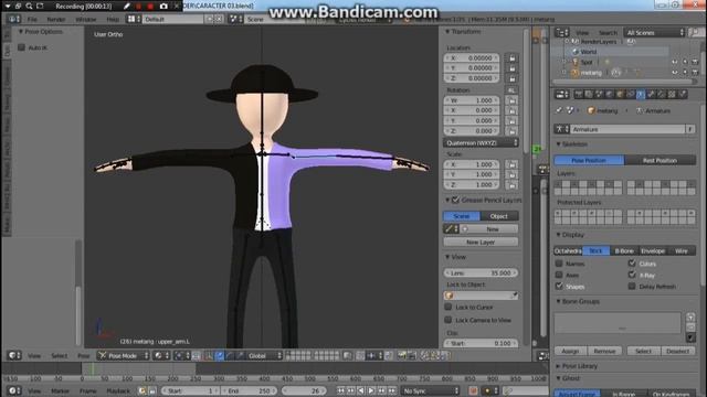 BLENDER Tutorial For Beginners : Easy way of motion capture with Add On Makewalk file BVH