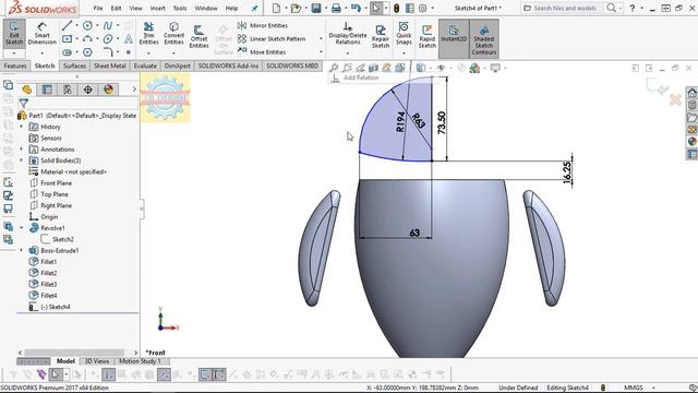 「DESIGN 140」 How to draw EVE character in Wall-E | Solidworks tutorial