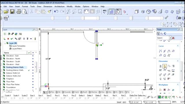 TurboCAD Tutorial   Addition 01   Drawing existing home and adding master suite and utility room