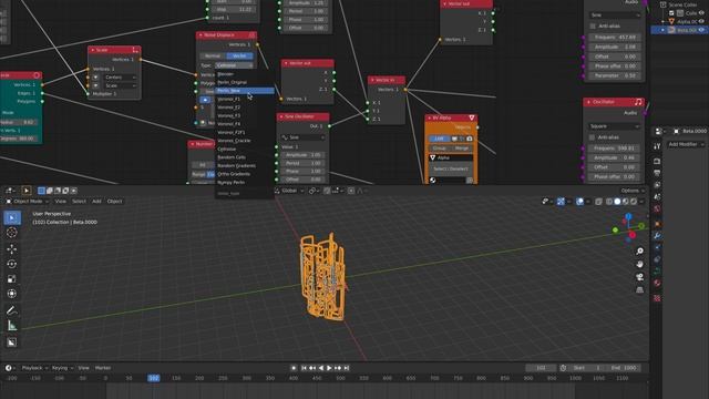 LIVENODING / SV 4D Realtime Dynamic Audio Sculpture using Nodes in Blender