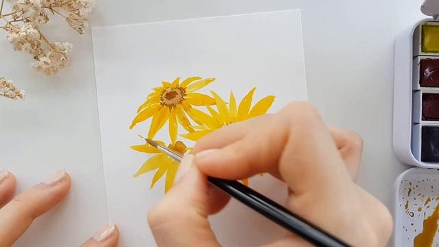 Watercolour illustration, Sunflowers (Time-lapse) in Watercolour