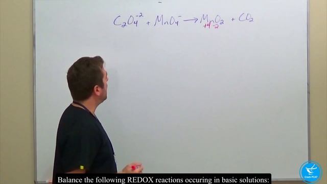 PCAT Gen Chemistry Ch.9.3.5 Problems Balancing REDOX Reactions Basic Solutions Pt 2 (CrackPCAT.com)