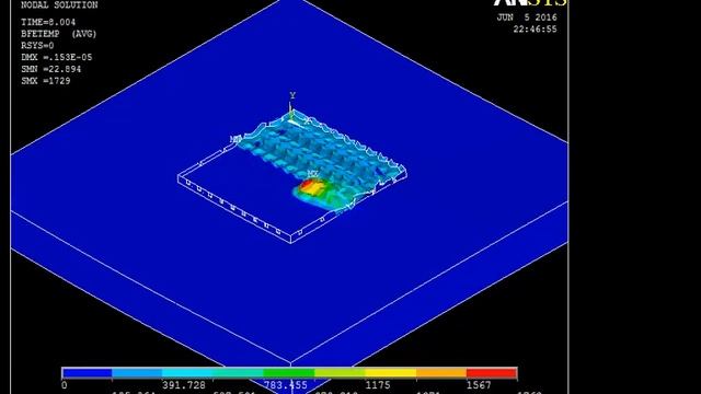 Direct Metal Laser Sintering (DMLS) simulation using ANSYS - temperature distribution