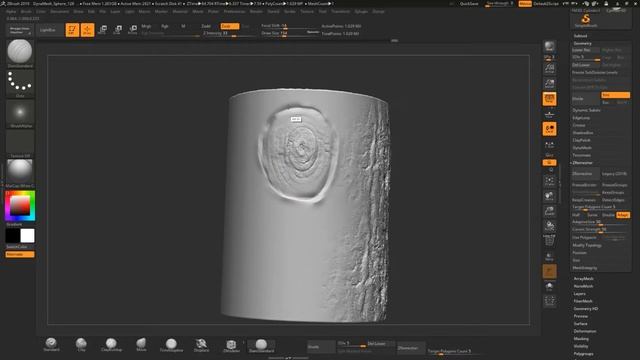 Sculpting Tree Bark Surface in ZBrush. #zbrush