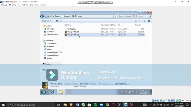 Como instalar winrar con el simulador de Windows 7 en virtual box