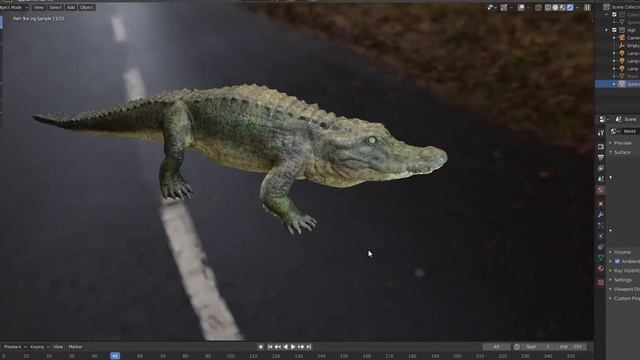 Crocodile 3D | Digital Sculpt | WIP - Blender Work File Walkthrough | CGI