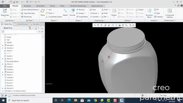 PTC CREO 5.0 .dậy vẽ hộp kẹo bằng phần mềm creo parametric. / study plastic mold design.