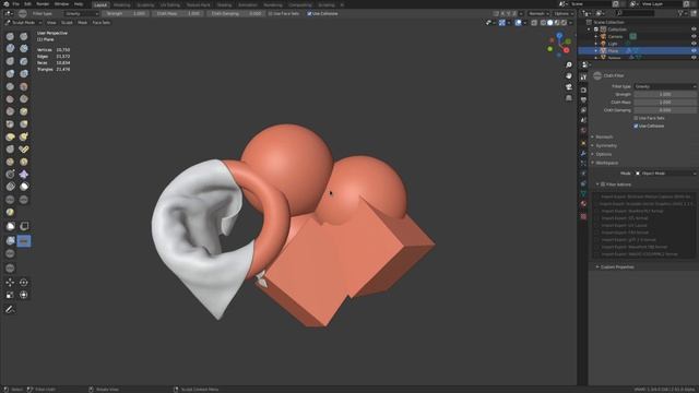 Cloth Sculpting now supports gravity simulation, and scene object collisions