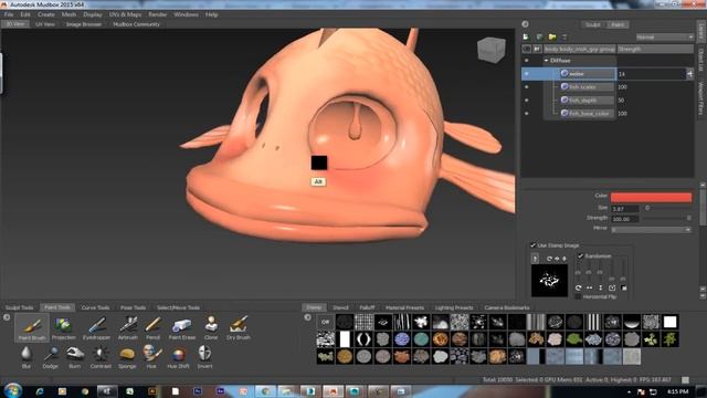 mudbox texture tutorial | fish basic texturing | mudbox tutorial beginner | mudbox texture painting