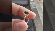 Long Emerald Ring, Unique Engagement, Lab Green Emerald, 8/4mm Baguette Ring, ZoimeJewellery