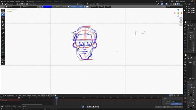 2d Animation Blender (How to Draw a character turnaround) The head!