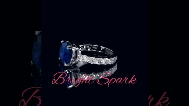 Золотое кольцо с сапфиром кушон и дорожкой  Patricia 72 карата от Bright Spark