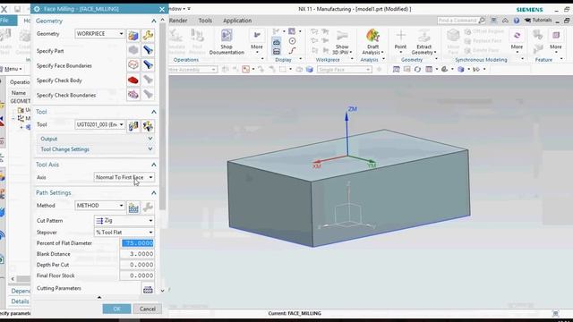 NX11 MANUFACTURING TUTORIAL FOR BEGINNERS: PLANER MILLING