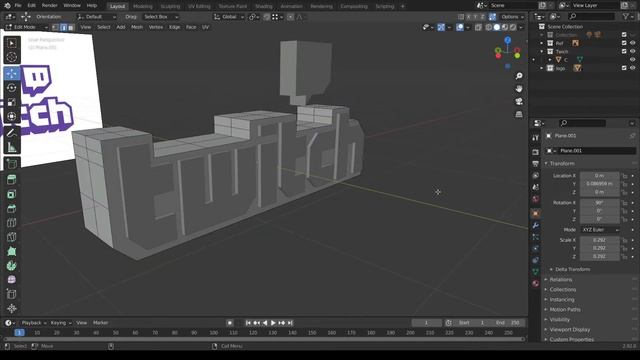 Twitch logo -In Blender