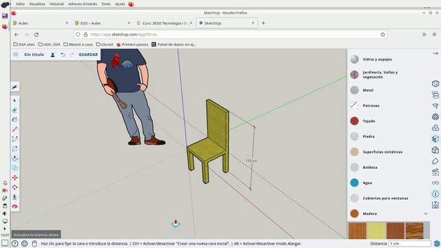 Diseño de una silla con Sketchup online 2023. Práctica 4