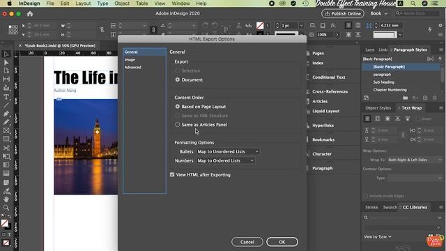 Exporting HTML format in Adobe InDesign CC