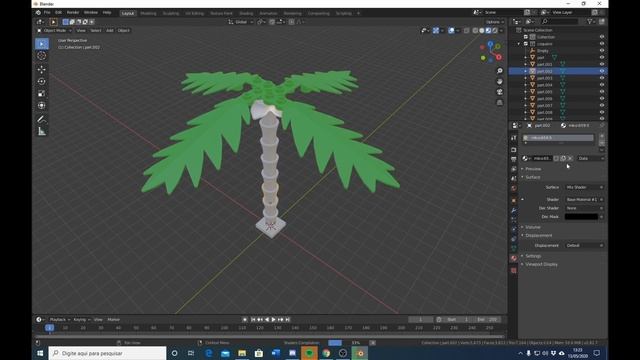 Como criar um coqueiro de logo no Mecabricks e utilizando o modificador "curve" no Blender 3D