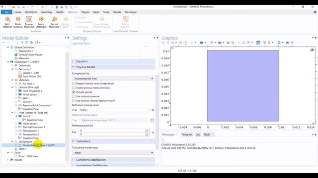 COMSOL Multiphysics Simulation for Buoyancy Driven Flow by Boussinesq Approx for free air in square