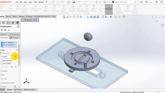 SolidWorks - Assembly (Profile center mate)