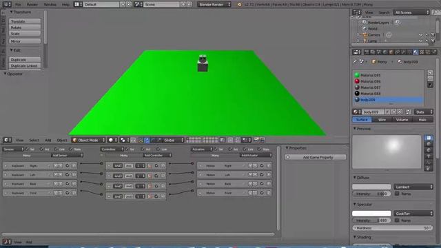 Eindresultaat Morsy met toetsenbord besturen (Blender logic bricks)