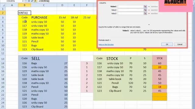 CountA & CountBlank function in Ms Excel Urdu Hindi tutorial Ms office @My E-Lesson Tutor Academy