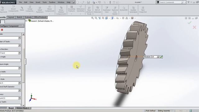 How to create a Helical gear in solidworks using design library.