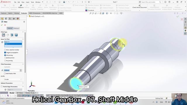 Helical Gear Box - 07. Shaft Middle (Project 03) Design by Solidworks