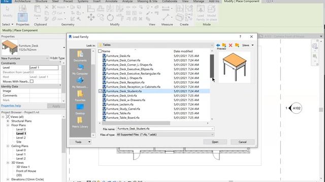 Revit 2022 #9 Placing and loading furniture components