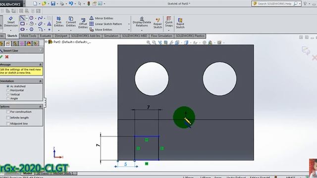 Solidworks 2015 edition || N9  Modify Đường tròn đường kính R5mm và hệ trụ lỗ bằng smart dimension