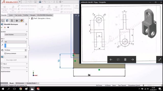 SolidWorks Örnek Çizimler #10 (Sesli Anlatım)