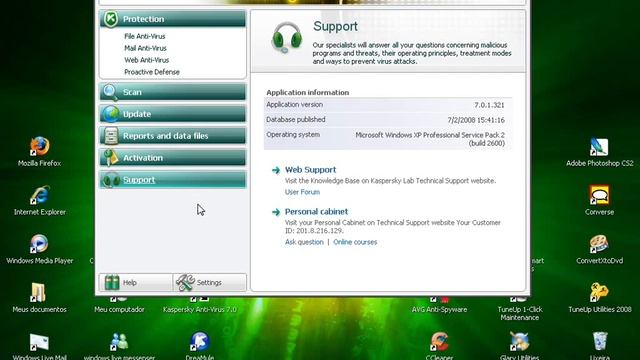 passe kaspersky 7 para portugues