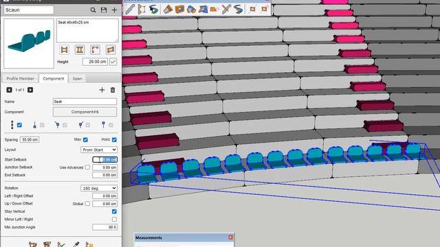 Placing seats on a stadium | SketchUp