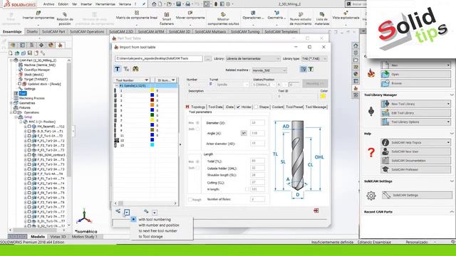 SolidCAM TUTORIAL ➤ Creación de Librerías de Herramientas