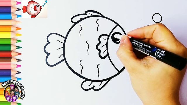 Daire şeklinden Sevimli Balık Nasıl çizilir ? How To Draw Cute Fish From Circle Shape ?