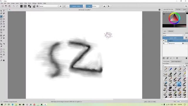 Krita 4.2 - realistic blender brush - mixing colors - tutorial EN part.1