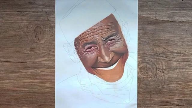 I Painted Realistic Portrait Of An Old Pahadi Man | OIL PAINTING TIME-LAPSE | Old Man Painting