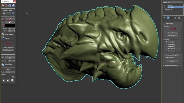 Empujar vértices sin crear intersecciones en 3dsMax