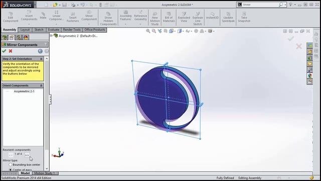 SolidWorks 2014 Tutorial - Mirror Components about the Bounding Box for Precise Positioning