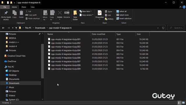 Menggabungkan pecahan file Zip menjadi 1 file