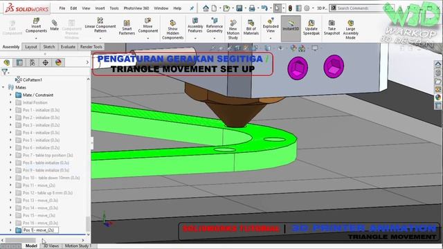 Solidworks Tutorial - 3D Printer Animation - Triangle Movement