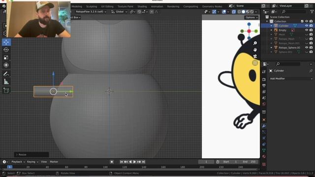 Modeling in cartoon character in Blender.