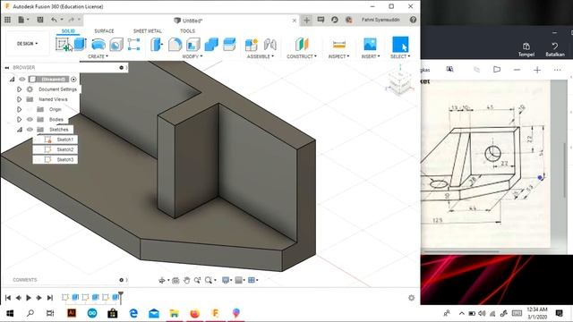 Fusion 360 Tutorial Indonesia Latihan 5 Beginners