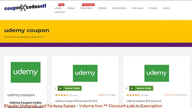 Blender Materials and Texture Series - Volume two coupon - udemy discount