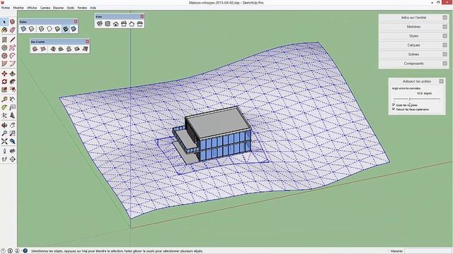 Tutoriel SketchUp | 03 - Modélisation d'une maison, étape 3 - Terrain et scènes