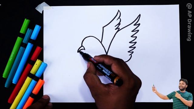 How to draw Flying Pigeon Drawing step by step for beginners