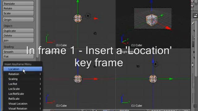 Blender 2.5 Basic Animation - Getting the Cube to Move (Old Version)
