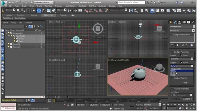 How to activate Physical Sky in 3Ds Max 2016