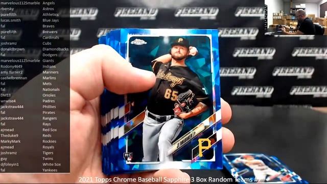 11/24/2021 2021 Topps Chrome Baseball Sapphire 3 Box Random Teams #7