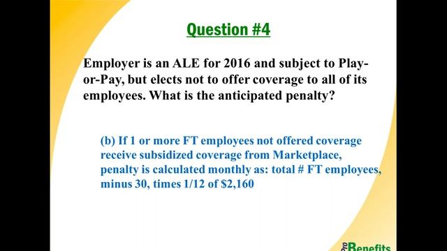 2016-11-15 ProBenefits Webinar - A Training Quiz on ACA Play or Pay Compliance